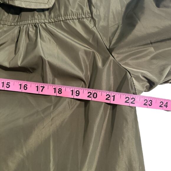 Kate Kasin Olive Green Lightweight Raincoat Jacket with Detachable Hood Size L - Picture 5 of 6